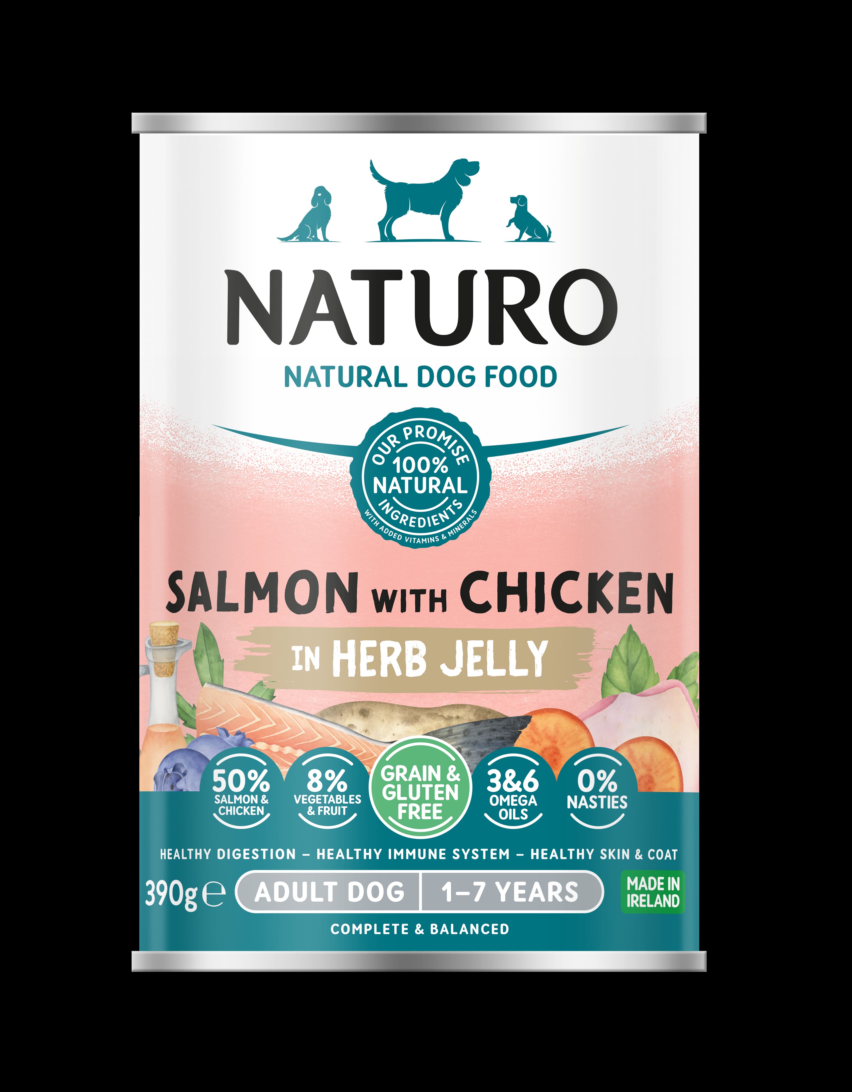 Naturo Grain&Gluten Free 390g losos/pile 1/12