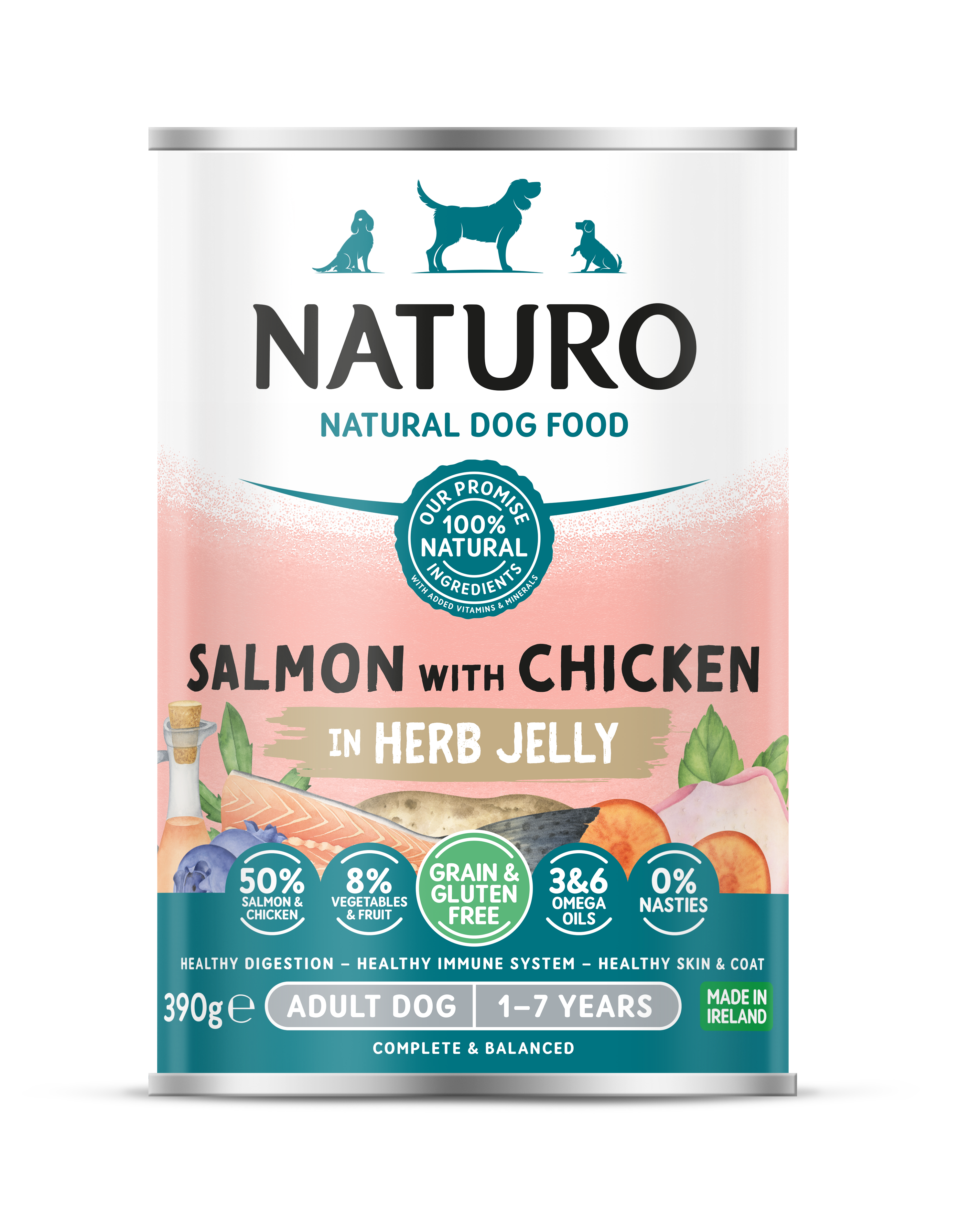 Naturo Grain&Gluten Free 390g losos/pile 1/12