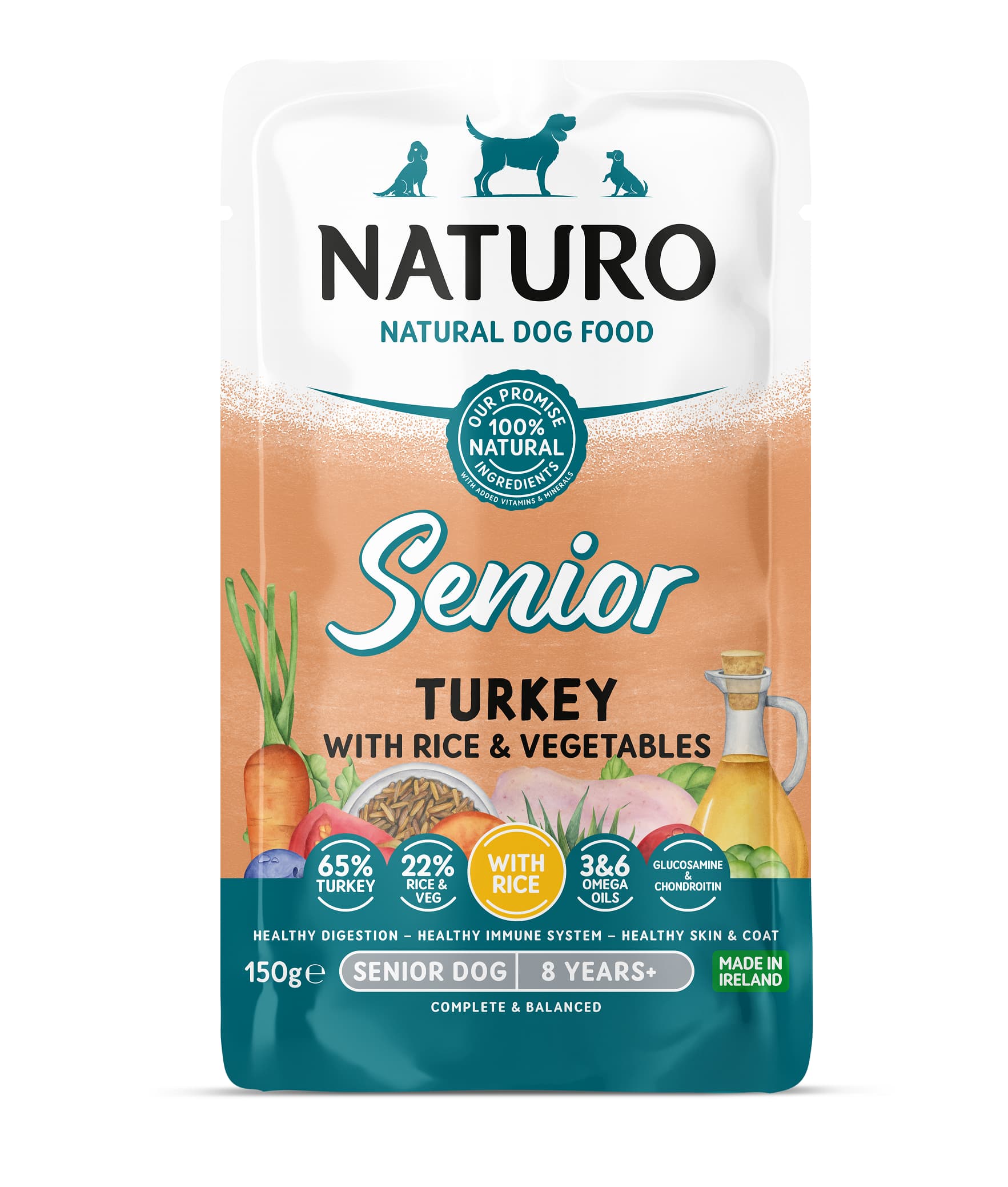 Naturo Mini vreć. 150g Senior pura/riža/pov 1/8