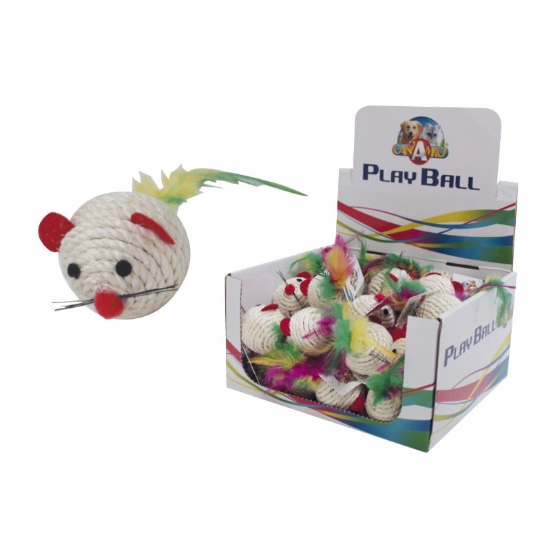 Igračka za Mace Lopta Miš s perom Rio 4,5cm