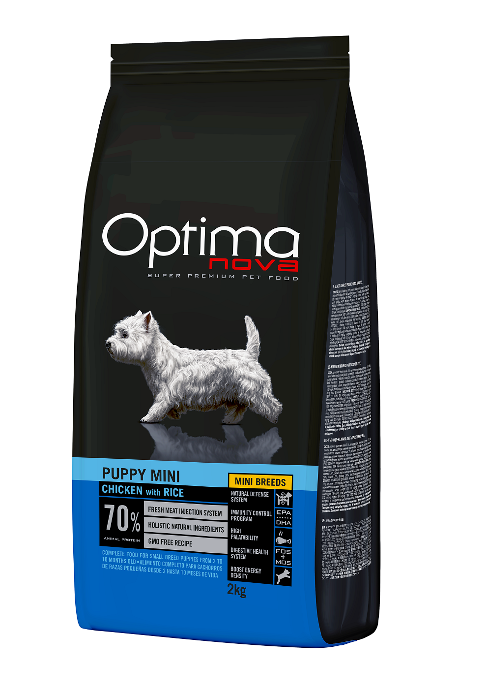 Optimanova dog puppy mini pile/riža 2kg LG NOVO