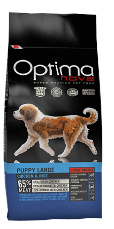 Optimanova dog puppy Large pile/riža 12kg LG
